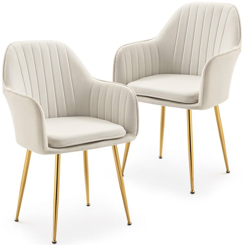 AVAWING Accent Arm Chairs Set of 2 Upholstered Velvet Dining Chairs