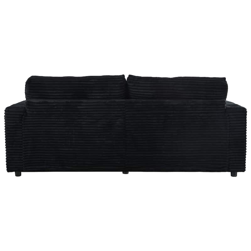 86.5" Corduroy Chaise Lounge Sofa Bed with USB Ports, Cup Holders and 8" Thick Cushions