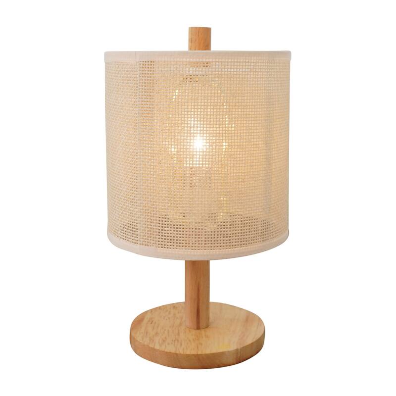 Rattan Weave Natural Oak Wooden Base Table Lamp