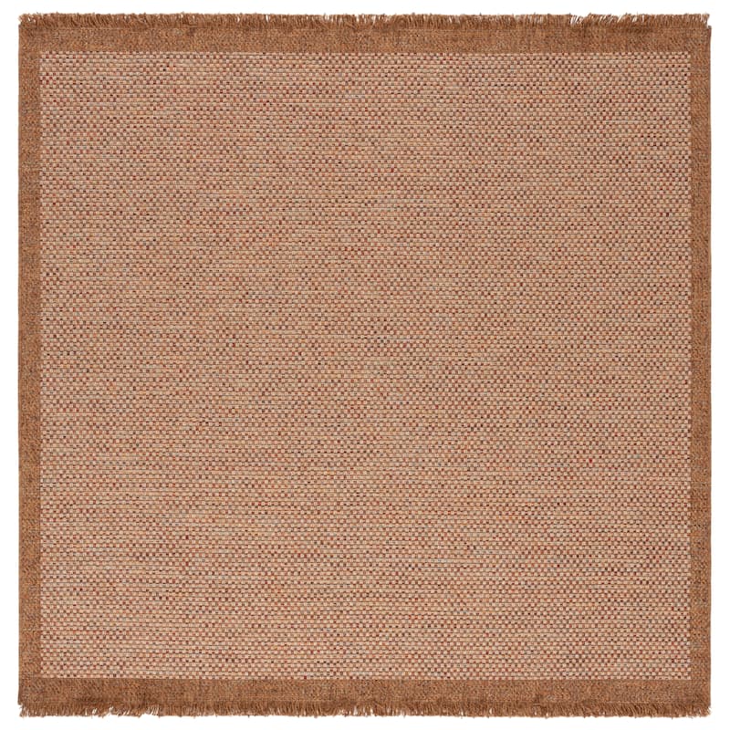 SAFAVIEH Wicker Ichiko Casual Rug - 6'7" Square - Natural/Brown