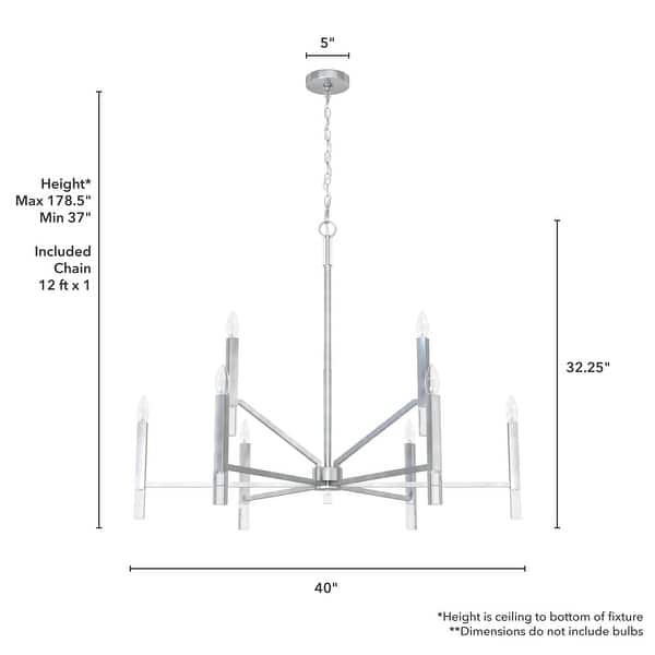 dimension image slide 1 of 4, Hunter Sunjai 9-Light 2-Tier Chandelier - Entry, Dining Room, Living Room - Candle, Geometric, Contemporary, Glam