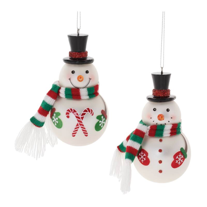 Frosted Glass Snowman Ornament (Set of 6) - N/A