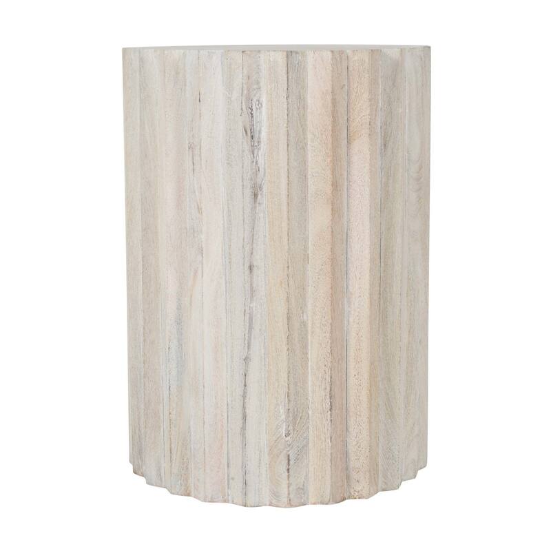 White Sand Tall Mango Wood Round Side Table
