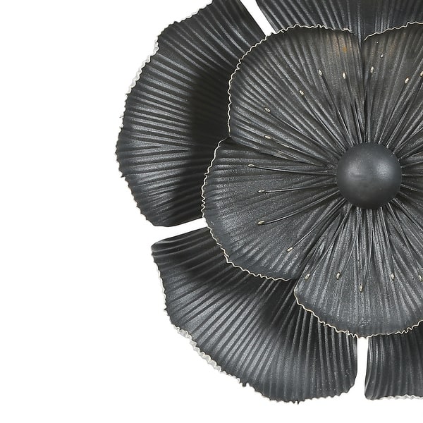 3 Piece Black Metal Flowers Wall Decor