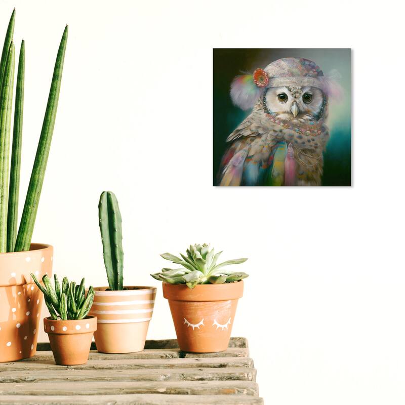 Wynwood Studio Canvas Animals Owlette IV White and Cream White Traditional Wall Art Canvas Print - White, Blue - 12 x 12