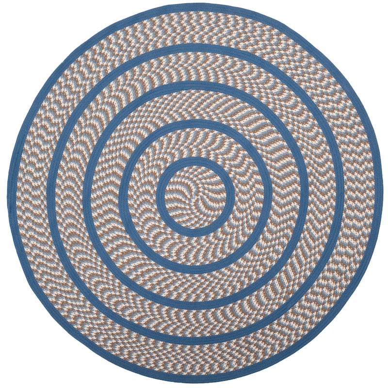 SAFAVIEH, Handmade Braided Jinela Country Rug - 6' Round - Ivory/Blue