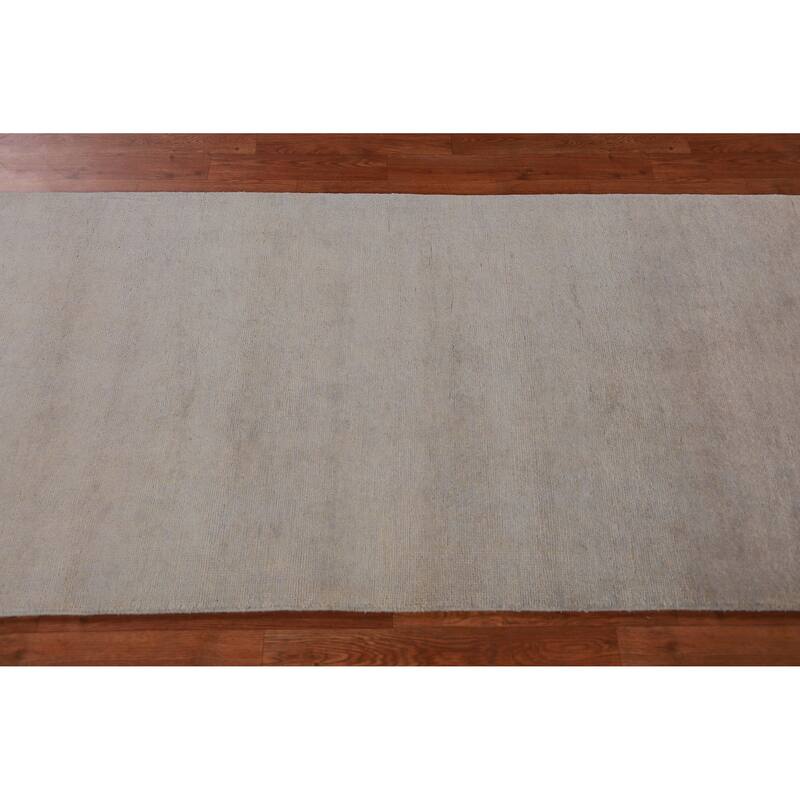 Hand Knotted Oriental 100% Wool Carpet Modern Solid Greys & Charcoal Gabbeh Runner Rug - 10' 1'' X 3' 0''