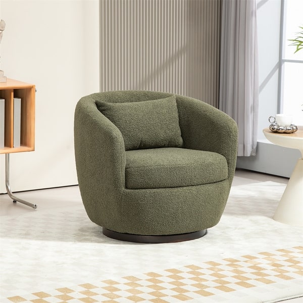 Upholstered Swivel Barrel Chair with Hidden Storage Space, Modern