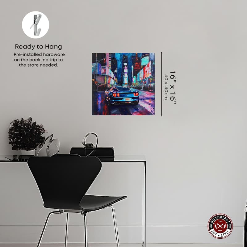 Notoriart Night Drive Sports Drive Gallery Wrapped Car 1 Piece Canvas Wall Art