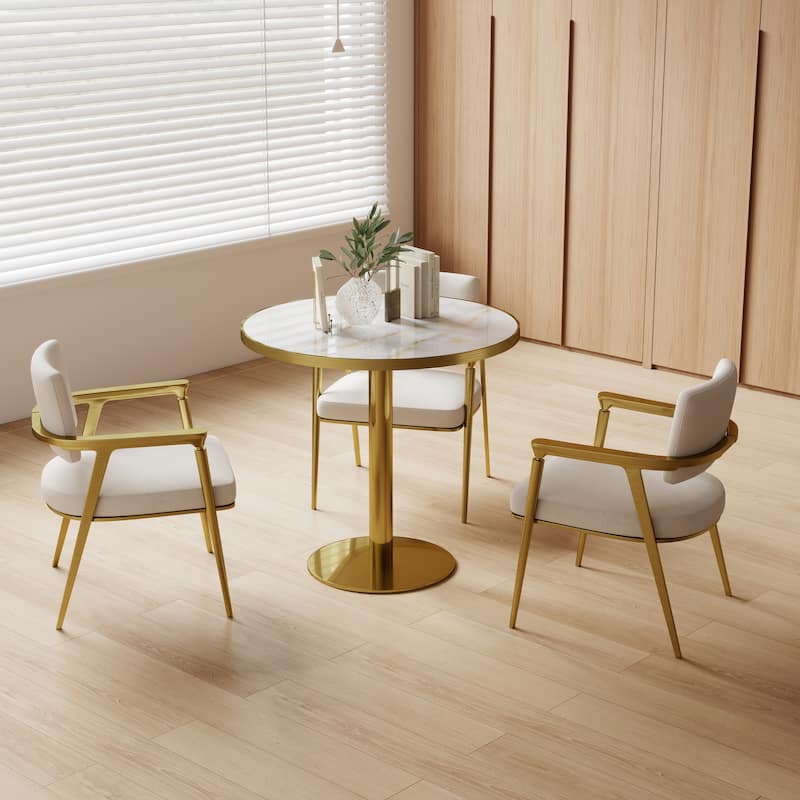 Square Modern Dinning Table 31.5 inches Bistro Table Tulip Table with Faux Marble top, Sturdy Metal Frame Diameter - Light Slate Grey