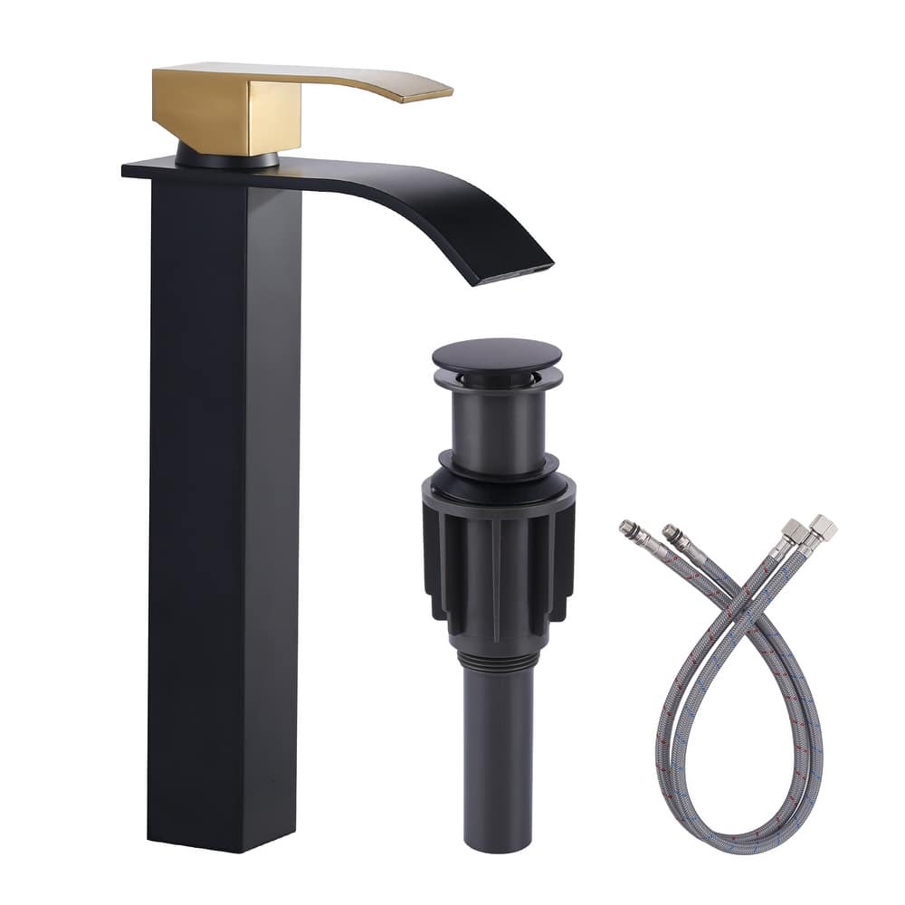 WOWOW Single Handle Single Hole Waterfall Bathroom Vessel Faucet