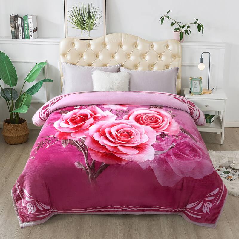 3 Ply Reversible Fleece Comforter for Winter 85"x93" 8lbs