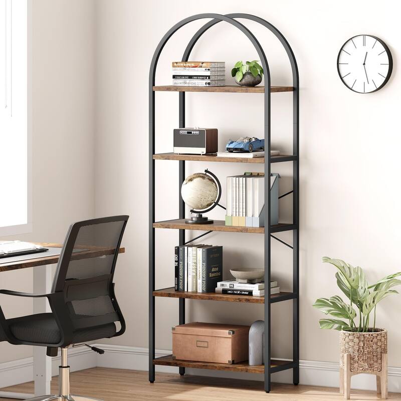 Bookshelf Tall Bookcase Arched Standing Bookshelves