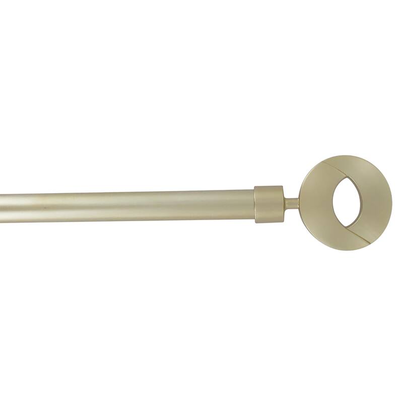 Adjustable Single Curtain Rod 50"-82" with Circle Finials and Brackets, Available in Grey or Gold - 50" to 82" L x 3/4" D