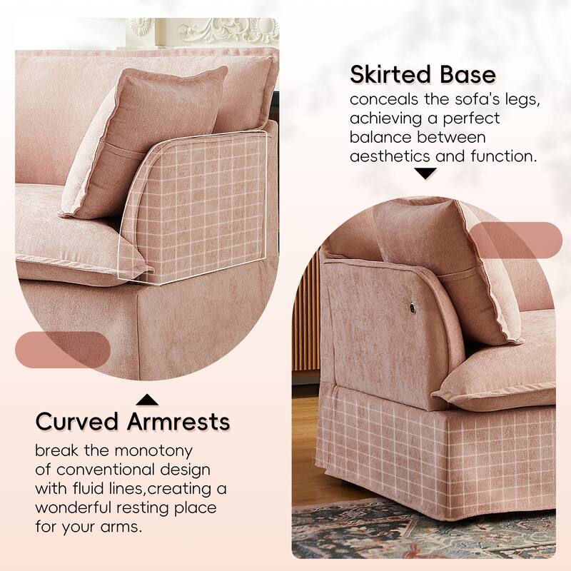 Roomfitters 47.2" Oversized Accent Chair, Chenille Armchair with Deep Wide Seat, Throw Pillows, Modern Lounge Sofa