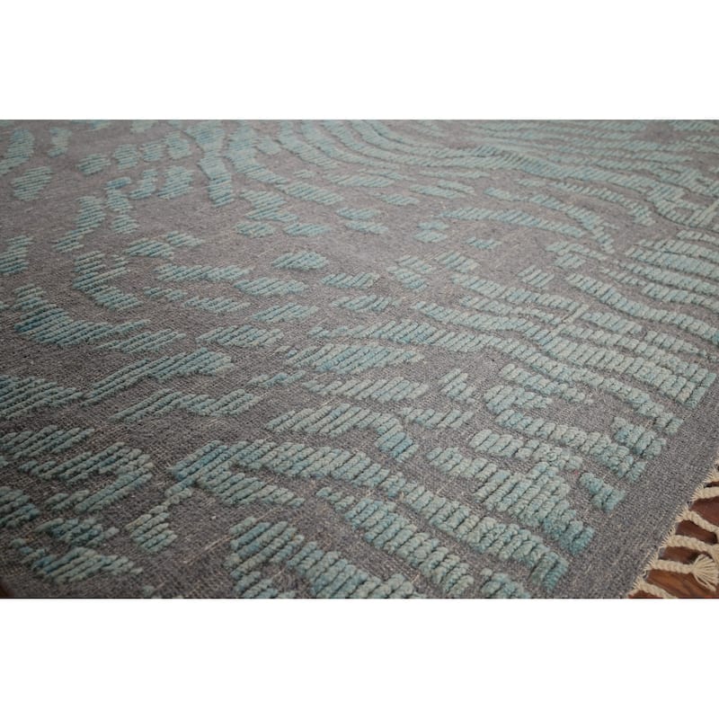 All-Over Abstract Moroccan Area Rug Hand-Knotted Wool Carpet - 9'9"x 12'4"