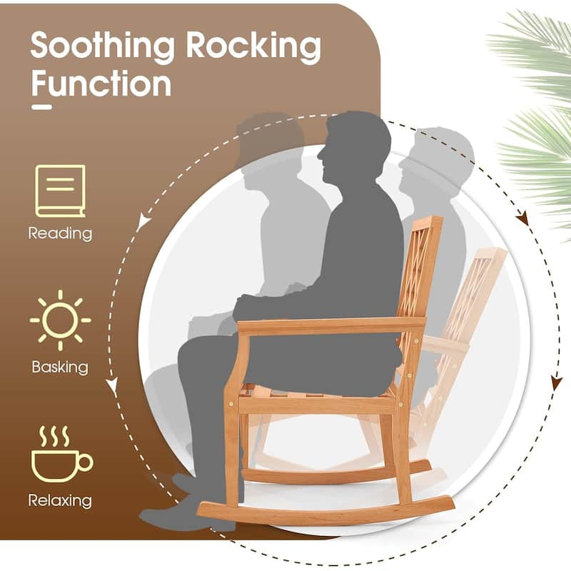 1/2PCS Teak Wood Rocking Chair Oversized Porch Rocker Rocker Chair
