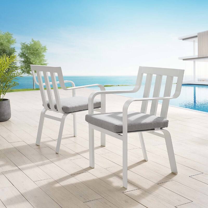 Baxley Lounge & Deep Seating Sets, Two Dining Chairs, White Gray