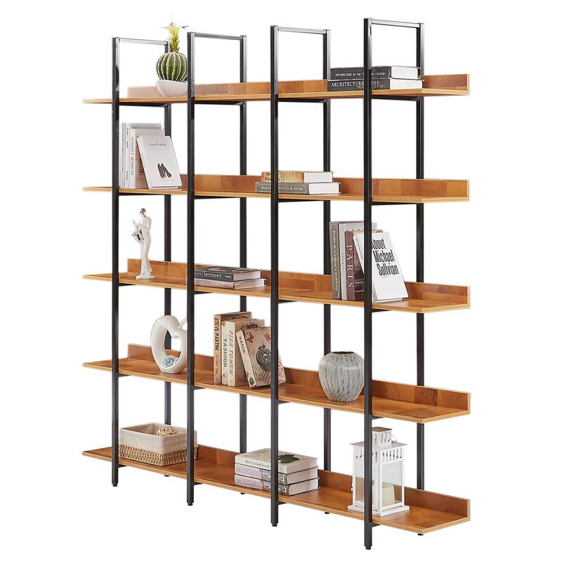 5 Tier Bookshelf Office Bookshelf Metal Frame MDF Board