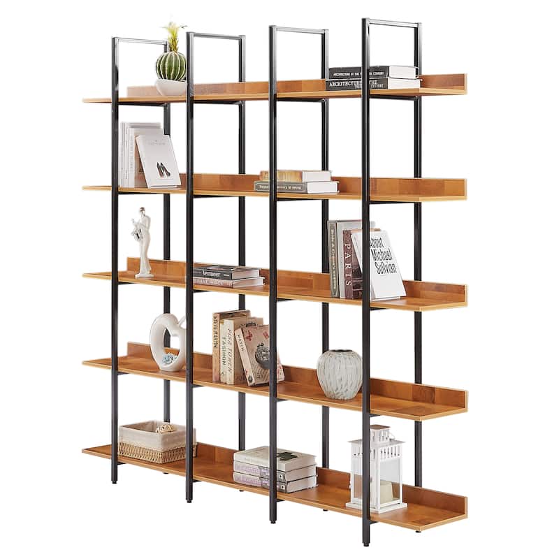 Roomfitters 5-Tier Office Bookcase, Industrial Bookshelf with Open Display Design, MDF Shelves and Metal Frame