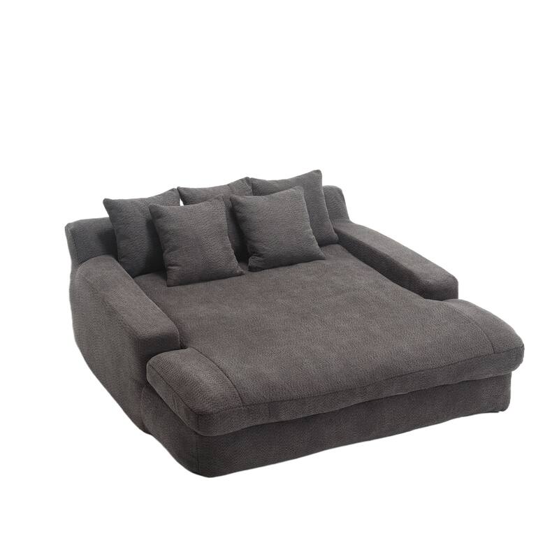 Chenille double spacious lazy sofa Living room Comfortable deep seat sofa with five pillows