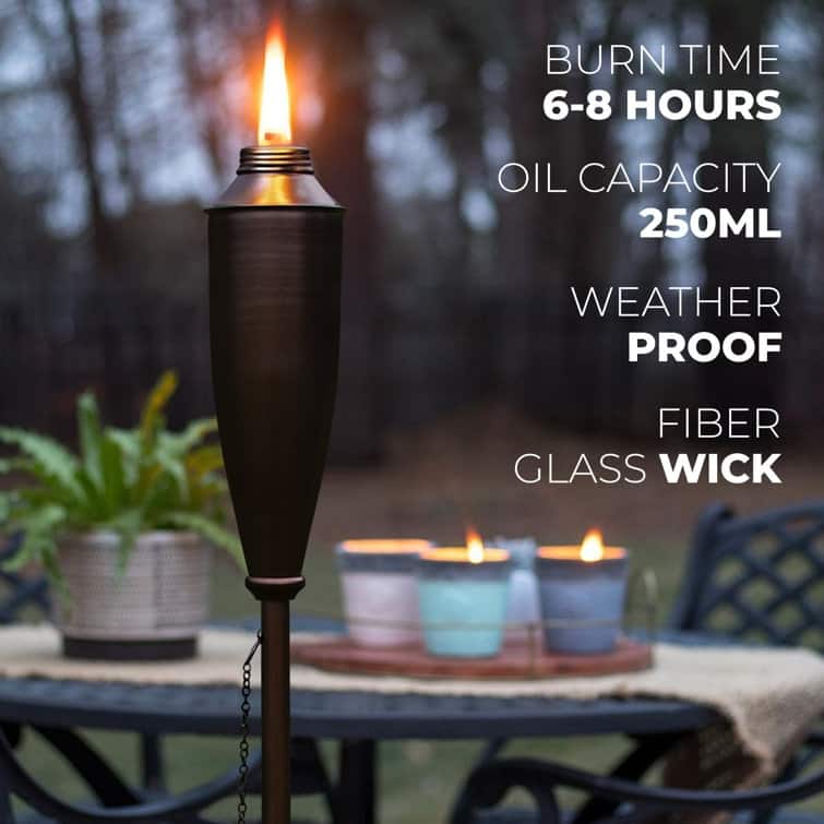 Deco Home Set of 4 Garden Tiki Torch Citronella Metal Outdoor Torch - 60inch