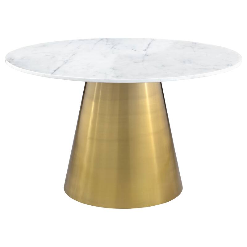 Ambrose Round 50-inch Marble Top Dining Table Brushed Gold - White Marble