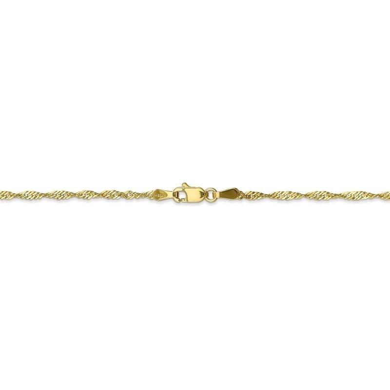 Curata Women's 10k Yellow Gold 9" 1.7mm Singapore Chain Anklet