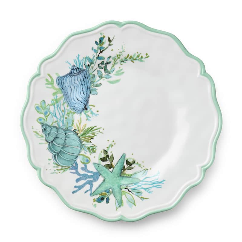 Certified International Sea Glass Melamine 9" Salad/Dessert Plates, Set of 4 - 9.00"L x 9.00"W x 0.50"H