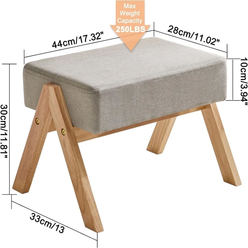 Small Footstool Ottoman Beige