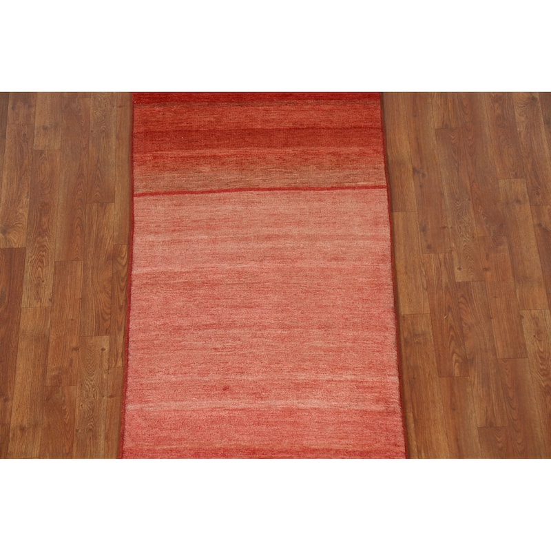 Striped Gabbeh Persian Vintage Area Rug Handmade Wool Carpet - 2'7"x 5'6"