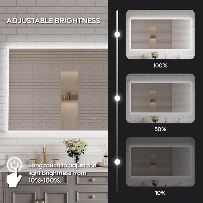 Modern Wall Mounted LED Bathroom Frontlit/Backlit Mirror With PMMA Diffuser