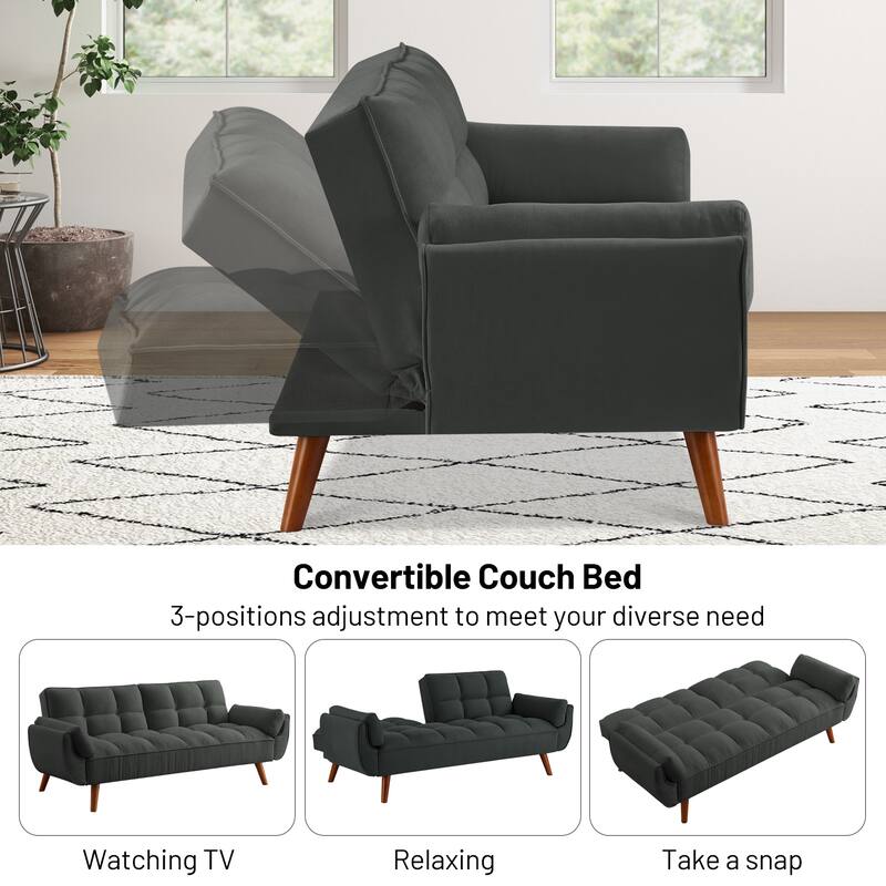 75.39'' Sofa Bed, Convertible Sleeper Couch with Pillows, Foldable Loveseat Furniture for Living Room