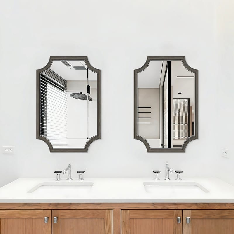 Full Scalloped Corners Arch Square Mirror