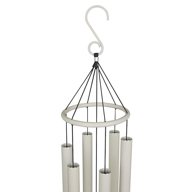 39" White Metal Windchime with Creme Gemstone