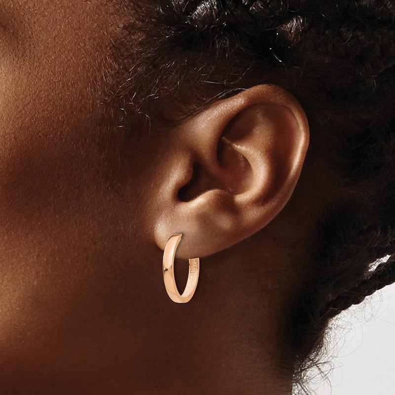 Curata 14k Rose Gold Hinged Hoop Earrings - 15x3mm