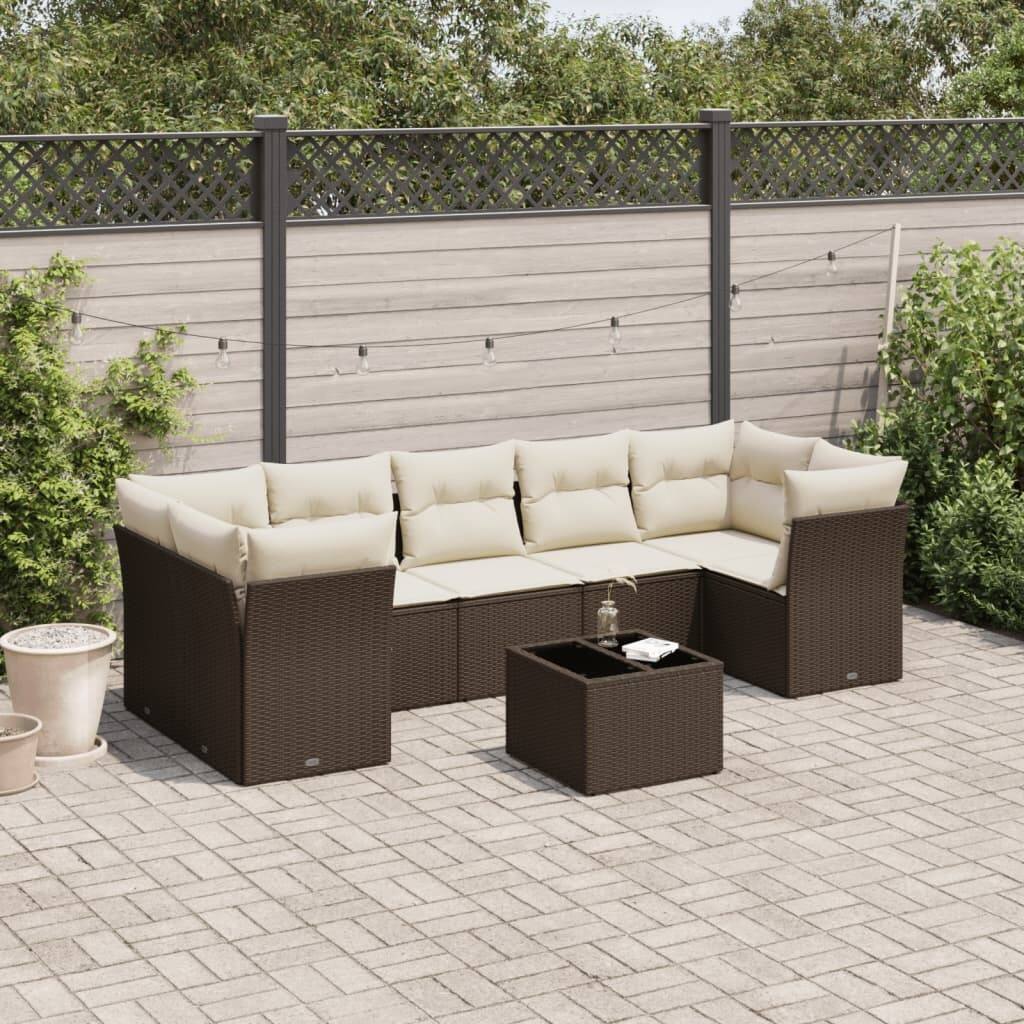 vidaXL Garden Sofa Set Brown, Cream white - 21.7 x 21.7 x 14.6