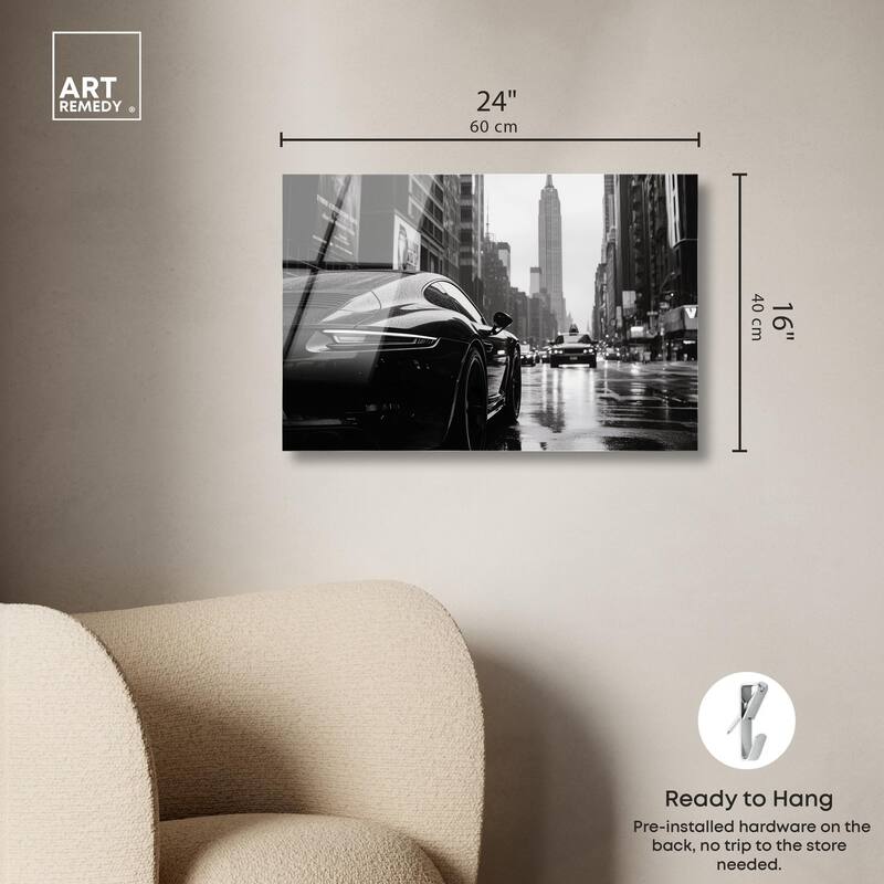 Rainy Day New York Acrylic by Art Remedy, Ready to Hang