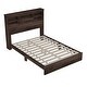 preview thumbnail 14 of 17, Vintage Queen Platform Bed with USB Ports and Storage Headboard