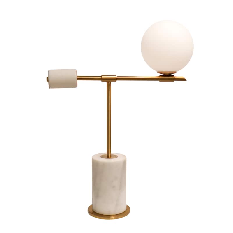 Pasargad Home Bianca Genuine Marble and Metal Table Lamp