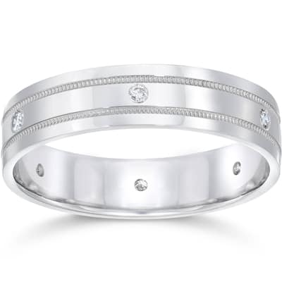 Mens White Gold Diamond Wedding Anniversary Band