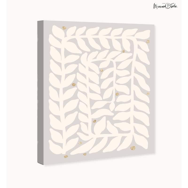 Wynwood Studio Canvas Floral and Botanical Glam Holiday Fern Gray Glam Wall Art Canvas Print