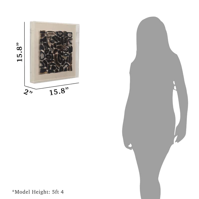HUJI Dark Agate Collection Wall Décor in Acrylic Shadow Box - 15.8"x15.8"x2"