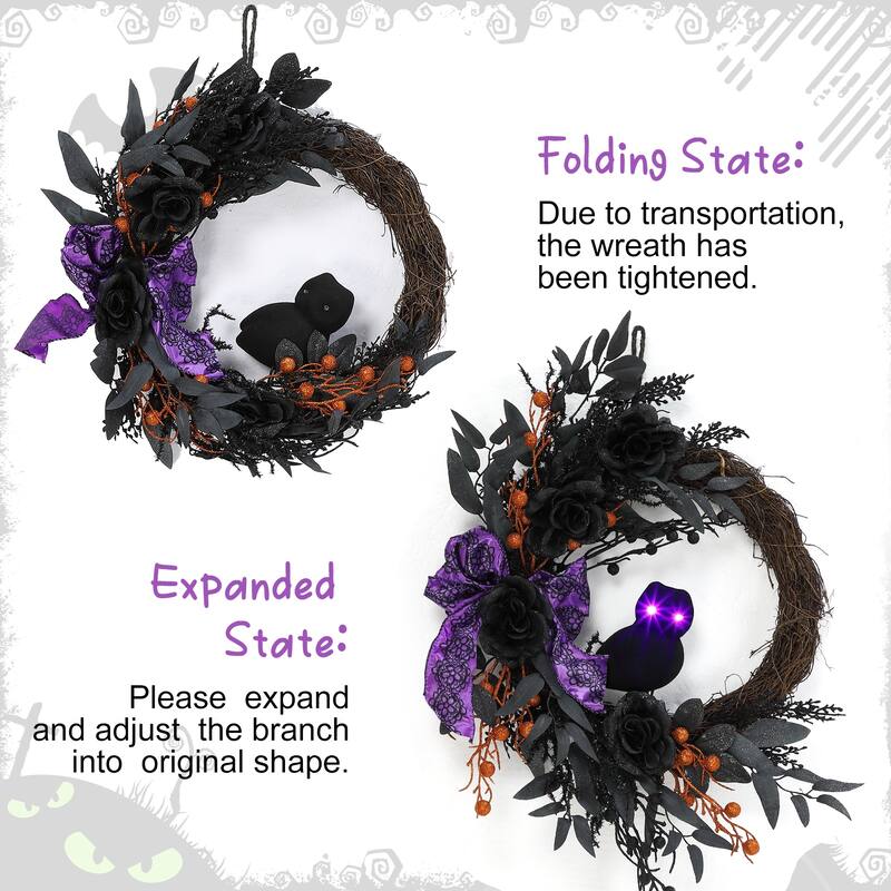 Halloween Wreath for Front Door Decor - N/A