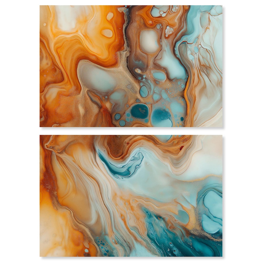 Marbled Flow Canvas Set of 2 by Art Remedy, Gallery Wrapped