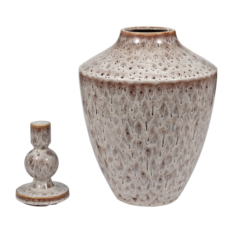 Sagebrook Home Exquisite Stoneware Truman Large Lidded Jar - Elegant Vase for Modern Home Decor