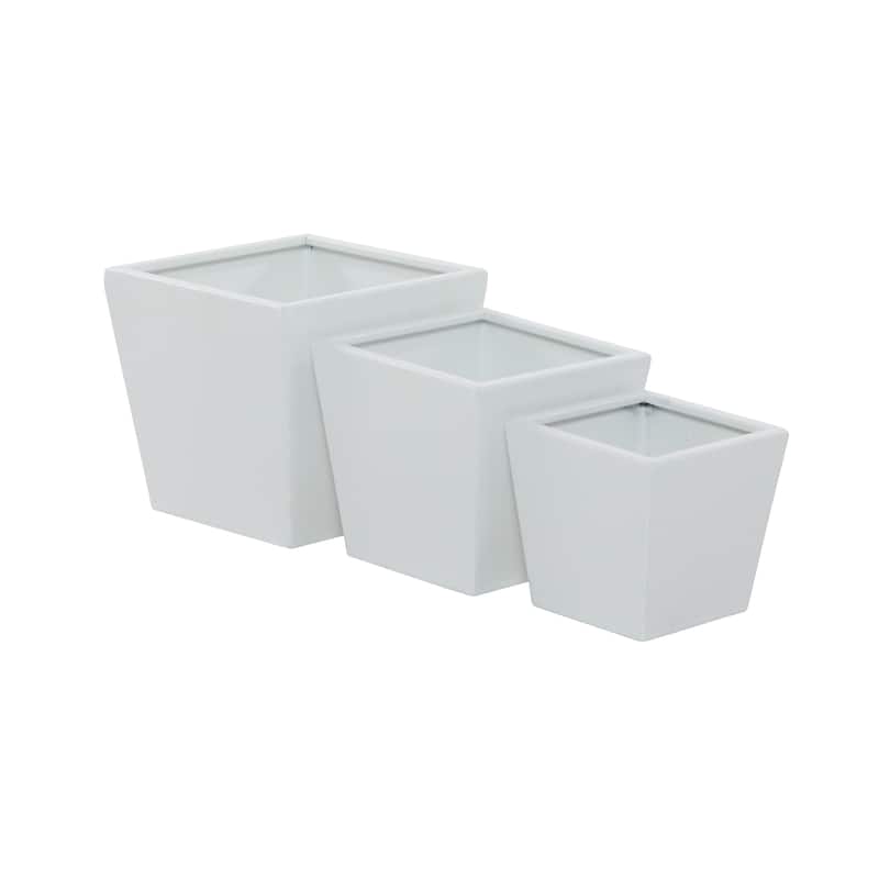 White Metal Modern Planter (Set of 3) - S/3 7", 11", 5"H