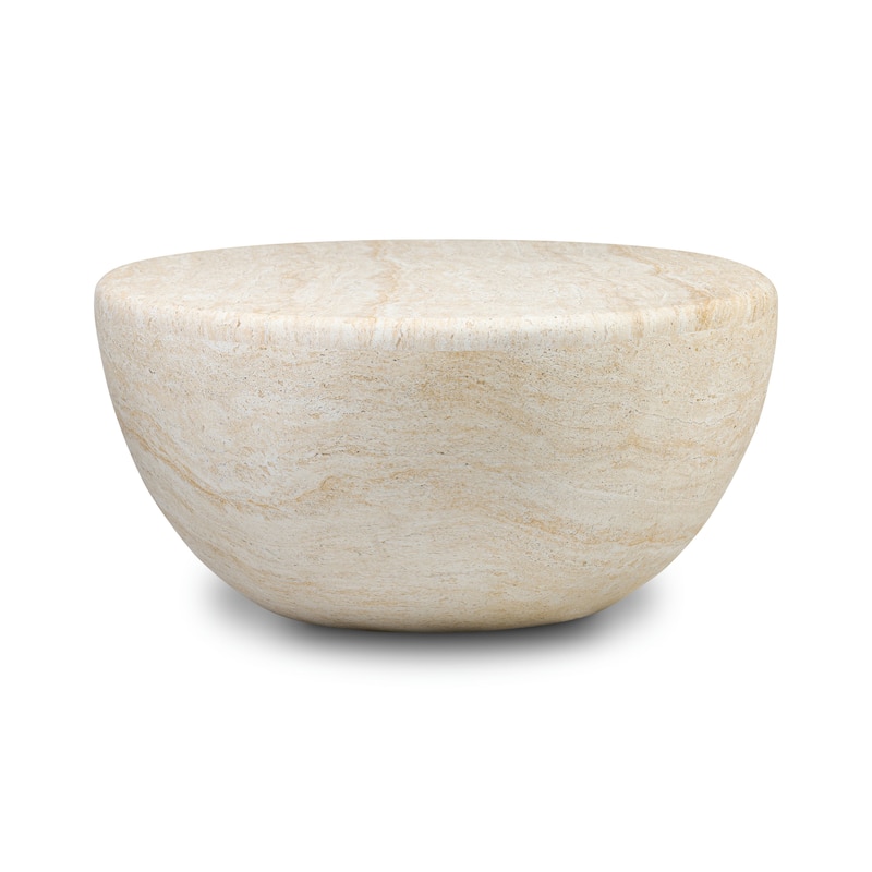 Poly & Bark Trevi Concrete Oval Coffee Table with Marble Finish