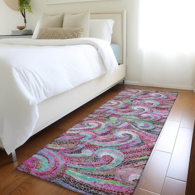 Premium Washable Super Soft Contemporary Mosaic Wave Mayfield Rug
