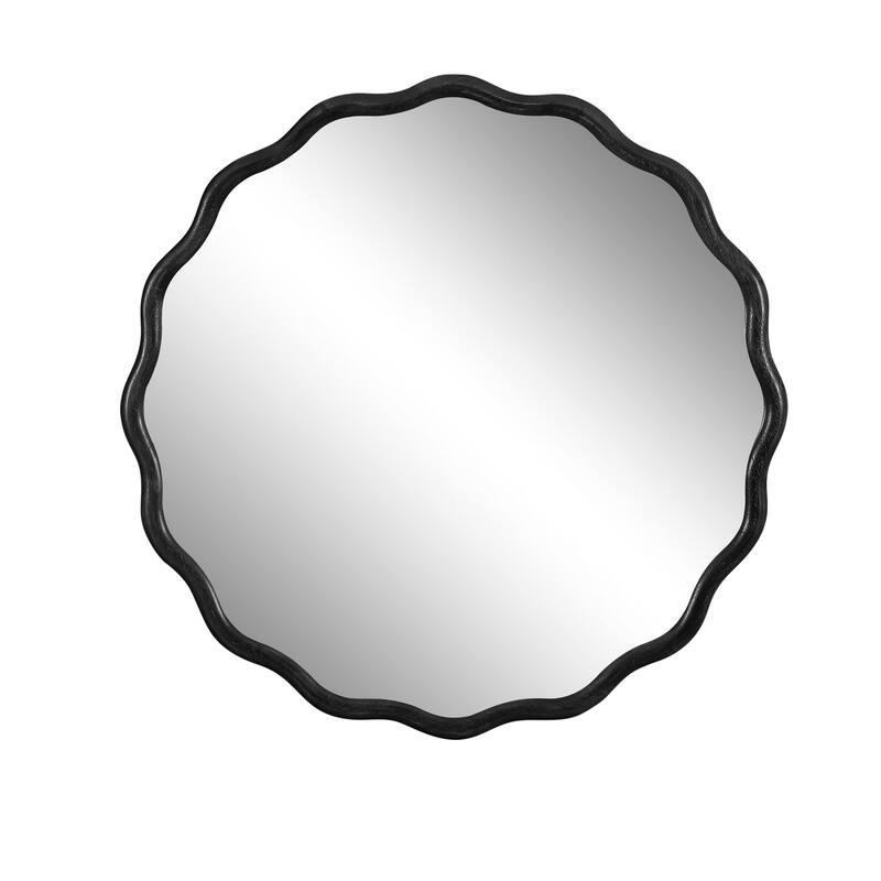 Modern Wavy Design 36" * 36" Decor Solid Wood Mirror